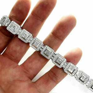 9.10 Carats t.w. Grand Diamond Tennis Bracelet G VS Diamonds 18K Gold 51 Grams