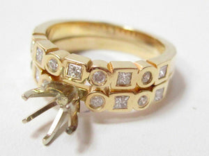 Fine .65 TCW Semi-Mount Diamond Wedding Set Ring Size 7 G SI-1 14k Yellow Gold