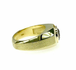 2.72 Carats Round Cut Diamond Signet Mens Ring 18K Yellow Gold 19.2 Grams