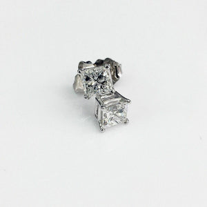1.20 Carats t.w. Diamond Princess Cut Stud Earrings F Color SI Clarity 14K Gold