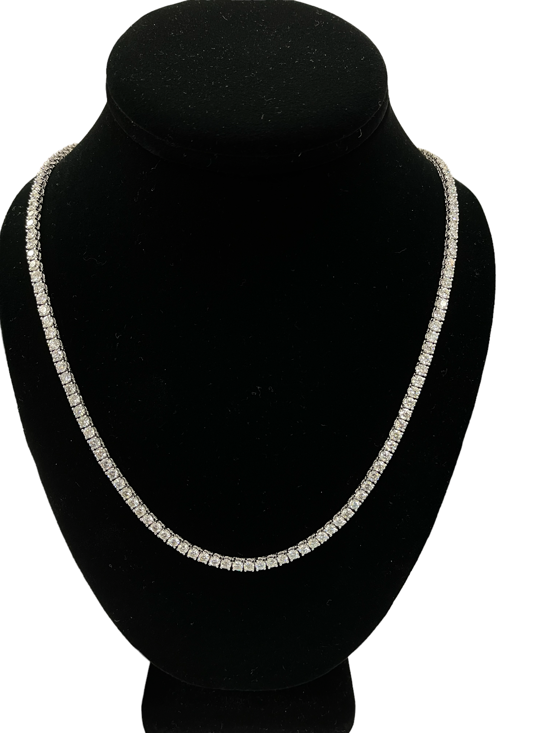 Tennis Diamond Necklace Chain Round Brilliants 21.35 Carats White Gold
