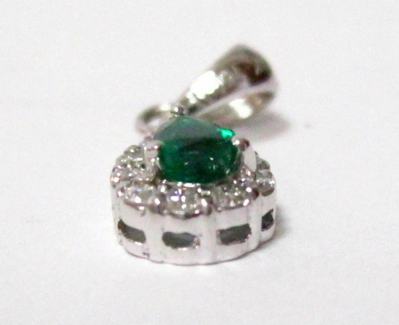 .41 TCW Natural Pear Green Emerald & Diamond Accents Pendant 14k White Gold