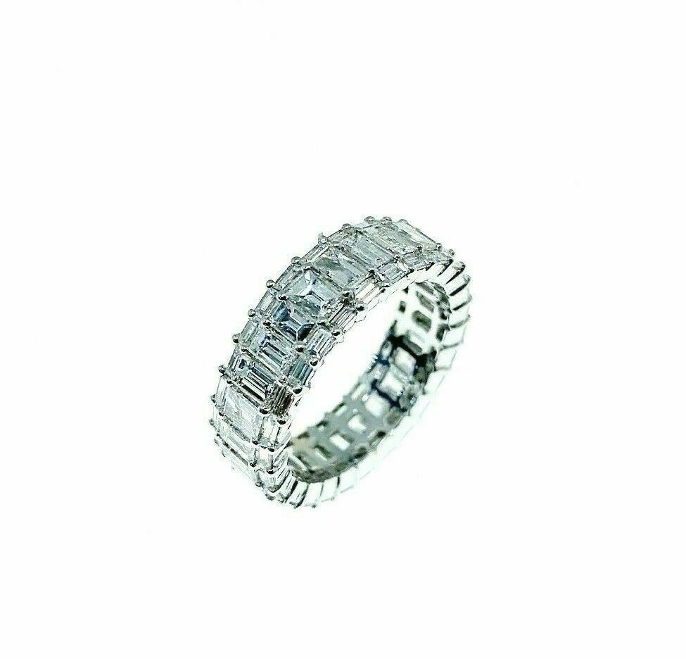 3.95 Carats Diamond Eternity Anniversary Ring 18K White Gold H VS Diamonds