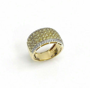 2.15 Carats t.w. Fancy Yellow and White Diamond Anniversary Ring 18 Karat Gold