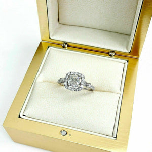 1.68 Carats Cushion and Round Cut Diamond Halo Engagement Ring 1.02 Carat Center
