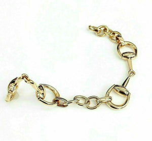 GUCCI Italian Made 18K Rose Gold Horsebit Link Bracelet Size 18