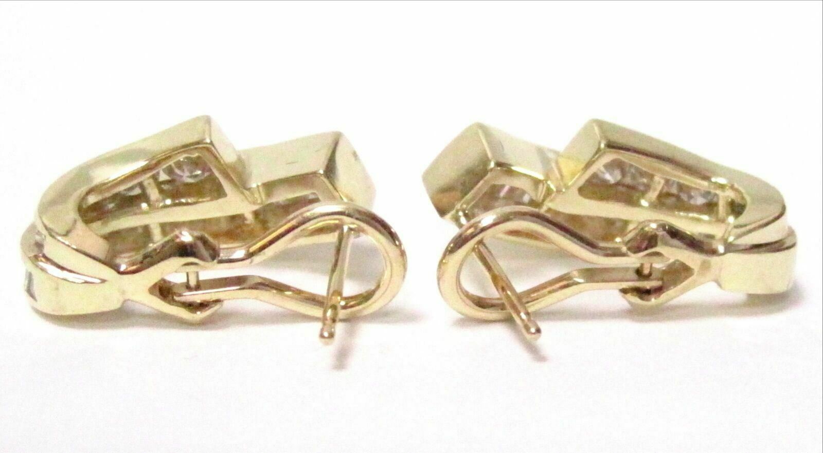 2.15 TCW Baguette & Round Cut Diamonds Huggie Earrings H VS2 14k Yellow Gold