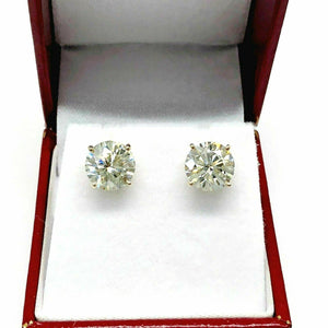 100% Natural Shiny 4.66 Carats t.w. Diamond SI - VS Stud Earrings 14K Yellow