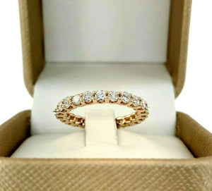 1.58 Carats t.w. Round Diamond Stack/Eternity Ring Wedding Band 14K Rose Gold