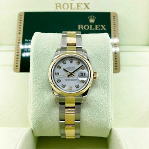 Rolex 26MM Datejust 18K Yellow Steel Watch Ref # 179163 Factory Diamond Dial