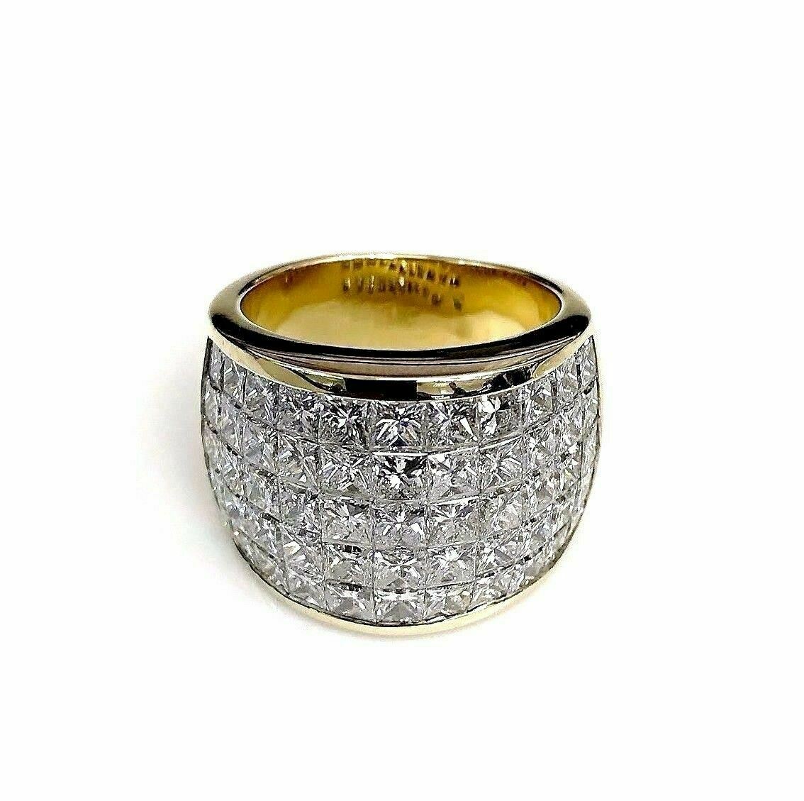 $18,950 Retail 8.00 Carats Princess Cut Invisible Set Diamond Anniversary Ring