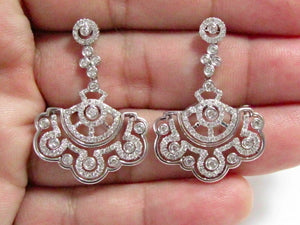 1.80 TCW Art Deco-Style Chandelier Diamond Earrings Push Back G VS1 18k W-Gold