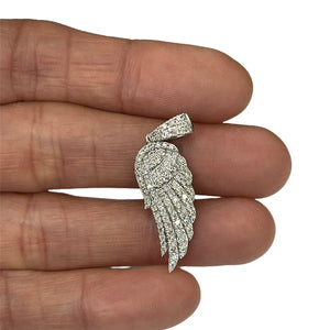 Angels Wing Round Brilliant Diamond Pendant White Gold 14kt