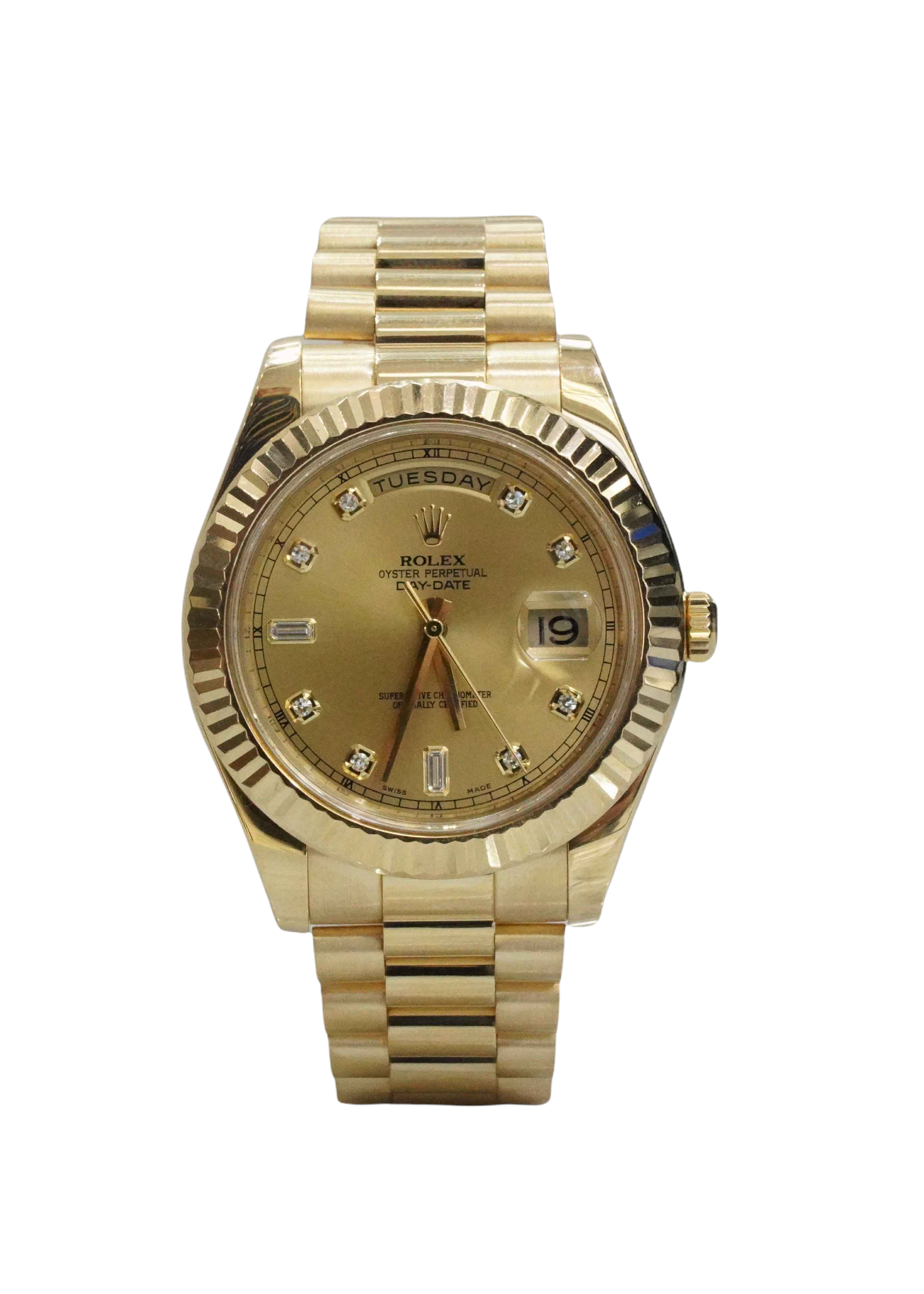 Rolex Day-Date II 41mm President 18K Yellow Gold Champagne Diamond Dial 218238